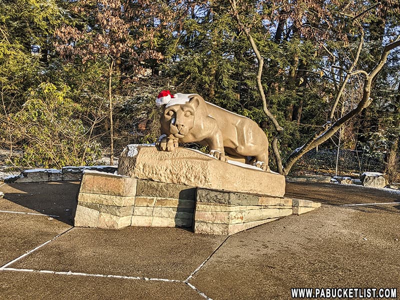The Lion Shrine at Penn State on Christmas Eve 2021.