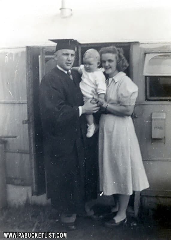 Darl and his young family at Windcrest Village at Penn State in 1947.