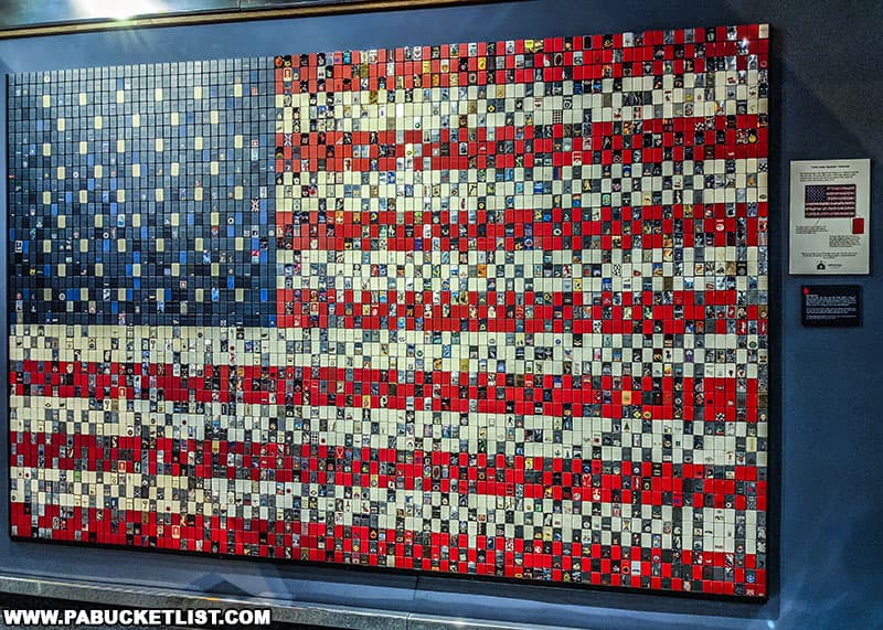 American flag made entirely out of Zippo lighters on display at the Zippo/Case Museum in Bradford, Pennsylvania.