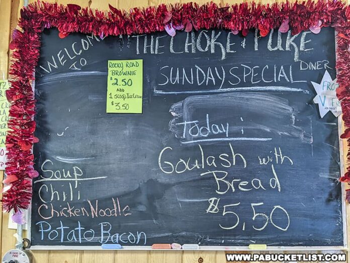 Enjoying the Choke and Puke Diner in Clinton County