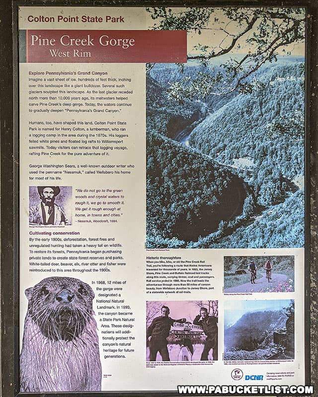 History of the West Rim of the Pine Creek Gorge at Colton Point State Park.