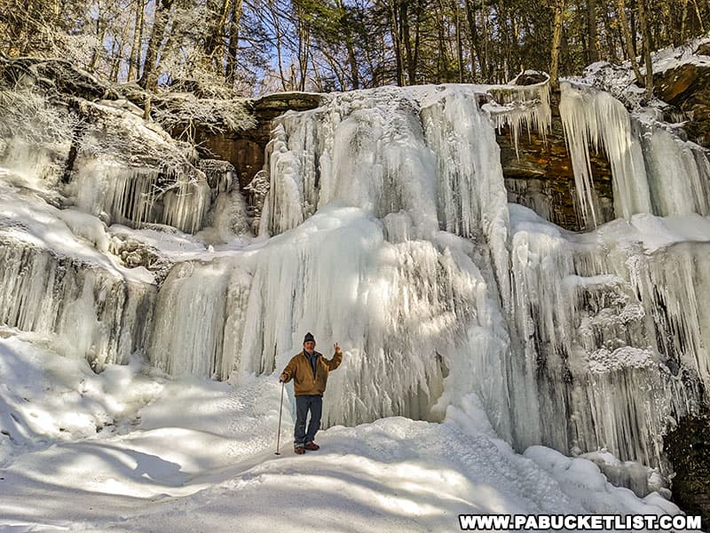 Ice and snow at the frozen first falls on Dutchmans Run in Lycoming County, PA.