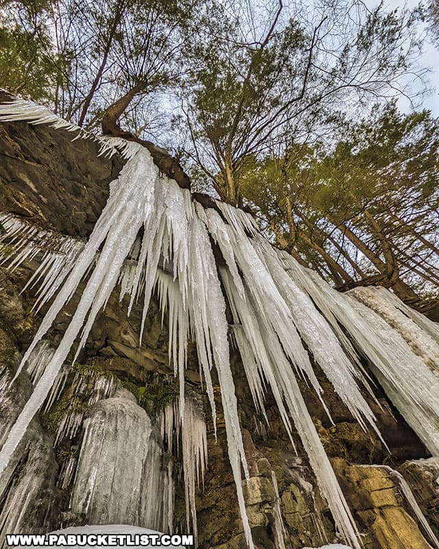 Ice formations along Heberly Run on State Game Lands 13 in Sullivan County, Pennsylvania.