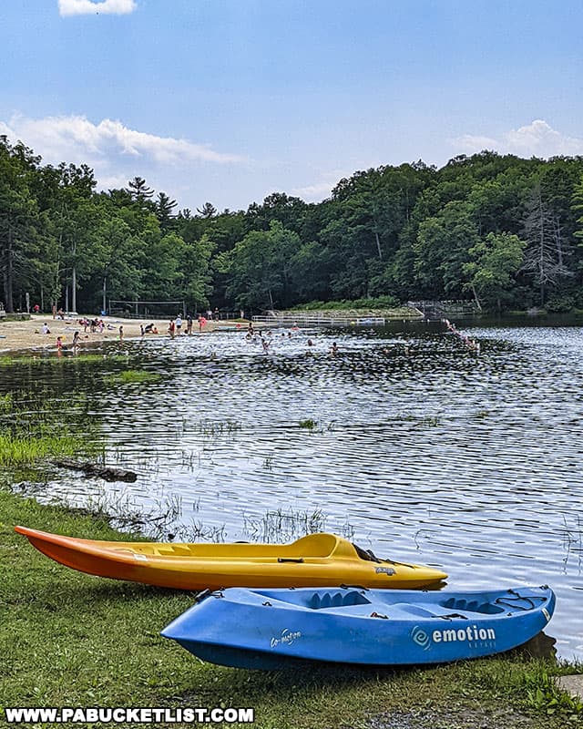 Kayaking at Whipple Dam State Park in Huntingdon County, PA.