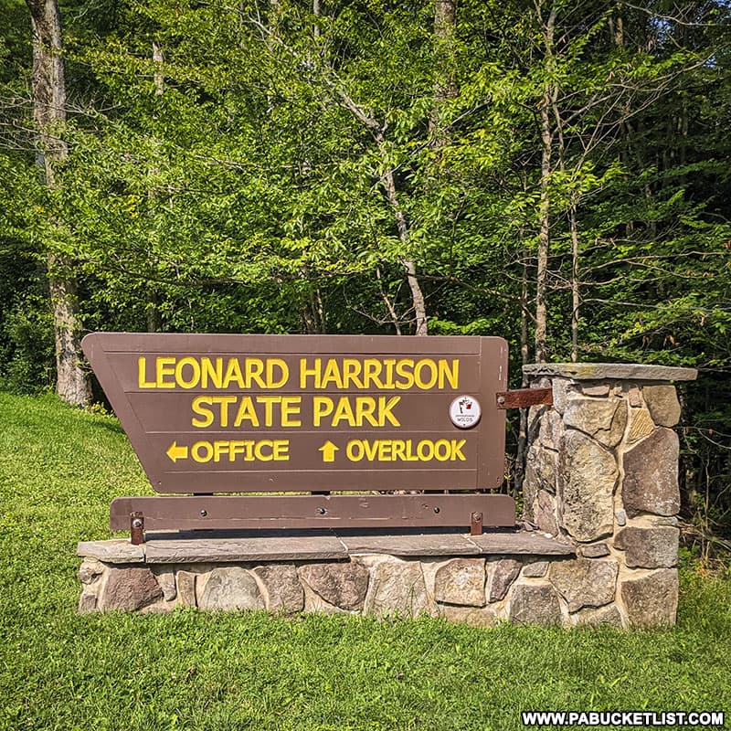 Leonard Harrison State Park sign.