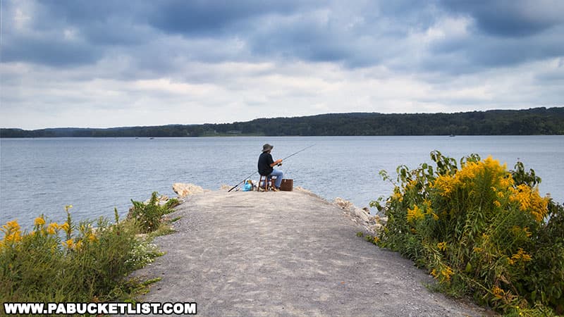 Fishing jetty on Lake Arthur at Moraine State Park.