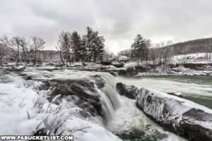 Ohiopyle Falls is a must-see winter attraction the PA Laurel Highlands.