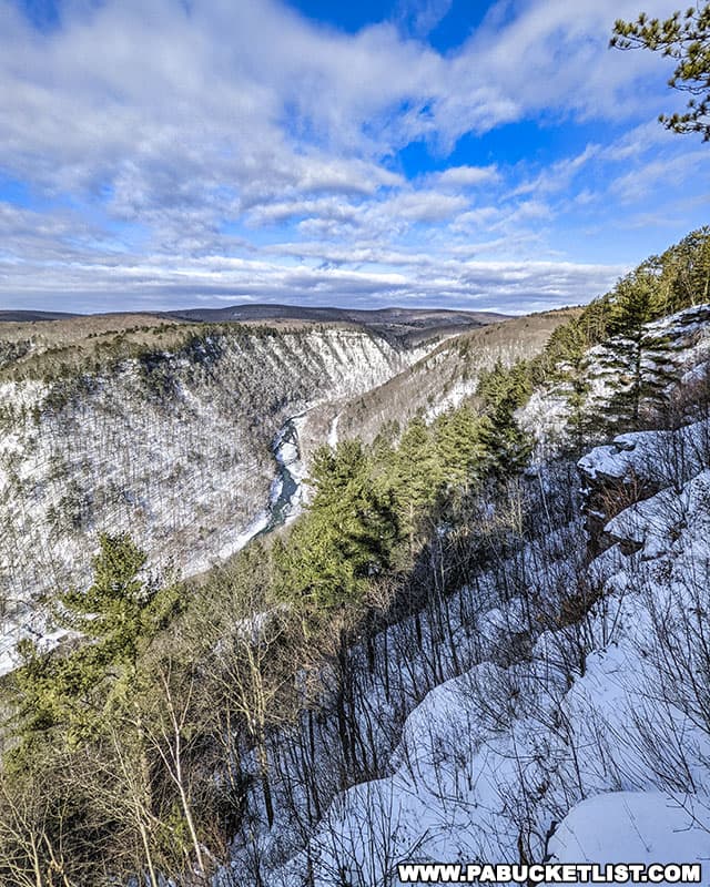 Northern view of the PA Grand Canyon on a winter day.