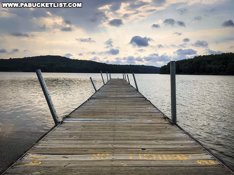One of many boat docks on Lake Arthur at Moraine State Park.