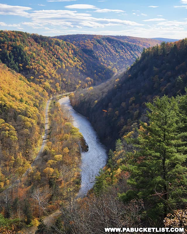 Autumn view of Barbour's Bend along Pine Creek in the PA Grand Canyon.