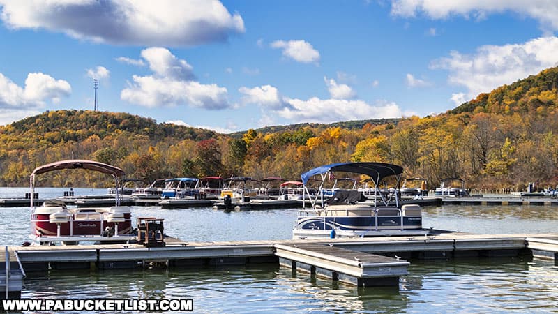 Marina at Bald Eagle State Park on a fall day.