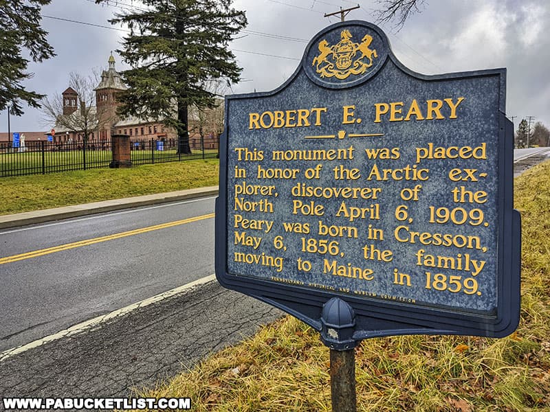 Robert Peary historical marker near his birthplace in Cresson, Cambria County.