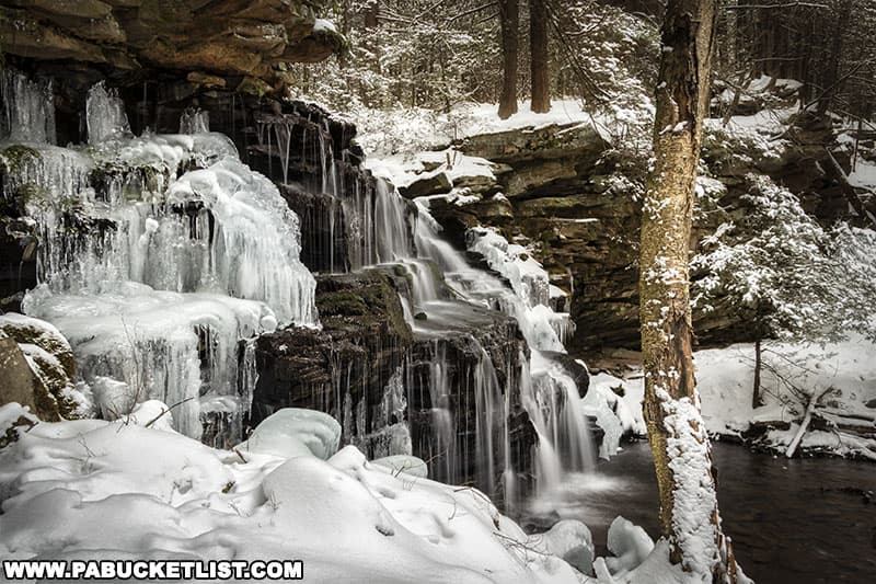 Ice formations around Rosecrans Falls in Clinton County.