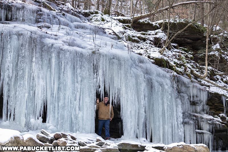 Ice cave near Lower Twin Falls along Heberly Run on State Game Lands 13.
