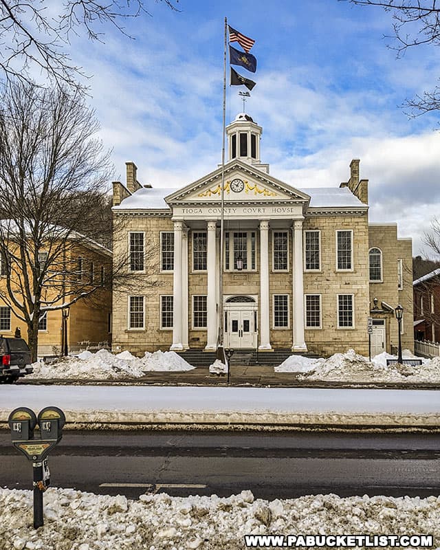 Tioga County Courthouse on a winter day.