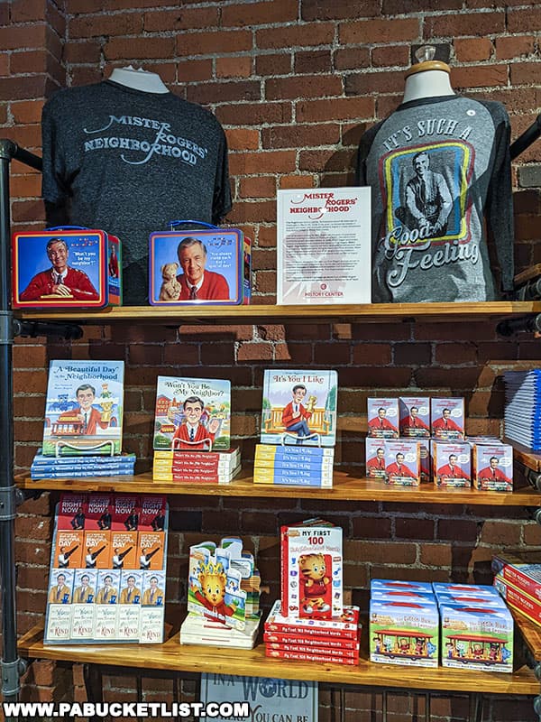 Mister Rogers' Neighborhood merch in the Heinz History Center gift shop.
