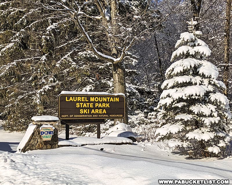 Laurel Mountain State Park Ski Area entrance along Laurel Summit Road.