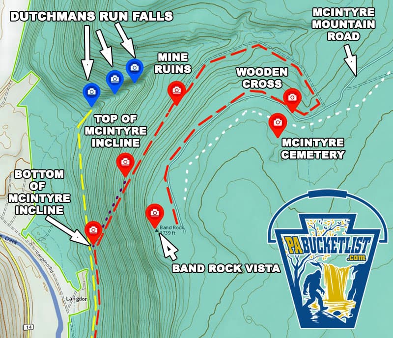 Map showing Band Rock Vista hiking trail in the McIntyre Wild Area.