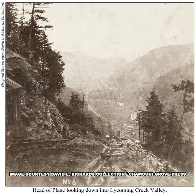 View from the top of the McIntyre Inclined Plane - historic image courtesy David L. Richards Collection/Chamouni Grove Press.