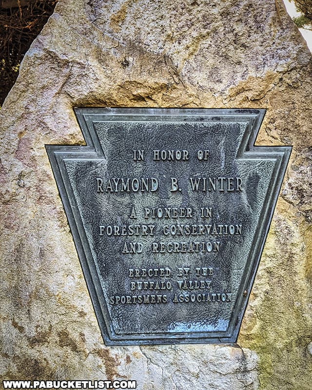 Raymond B. Winter plaque at the state park named in his honor.