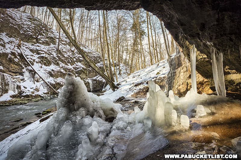 Ice formations at Tytoona Cave near Tyrone Pennsylvania.