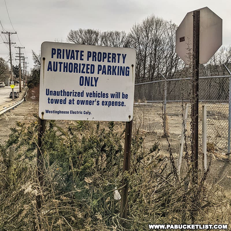 Private Property sign at the former Westinghouse Forest Hills research lab.