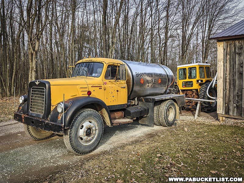 Tanker truck used for hauling sap at Brantview Farms Maple Camp in Somerset County.