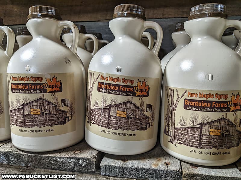 Maple syrup for sale at Brantview Farms Maple Camp in Somerset County, PA.
