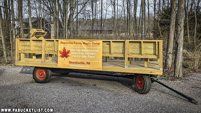 Wagon ride tours are available at Brantview Farms Maple Camp in Somerset County, PA.