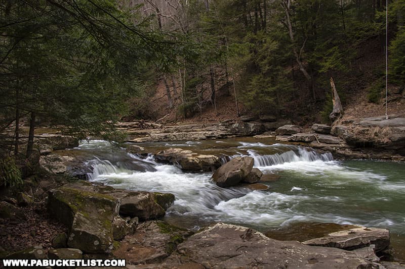Buttermilk Falls along the Cowanshannock Trail in Armstrong County Pennsylvania.