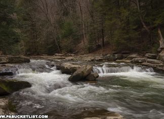 Exploring Buttermilk Falls in Armstrong County Pennsylvania.