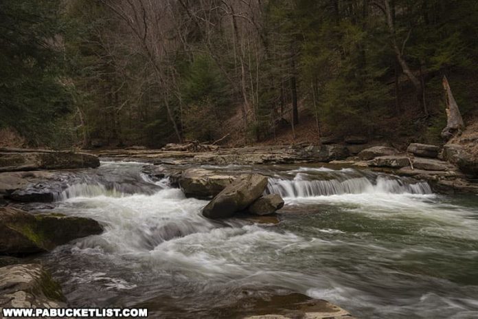 Exploring Buttermilk Falls in Armstrong County Pennsylvania.
