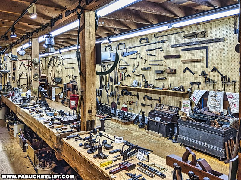 Vintage hand tools on display at the Isett Heritage Museum In Huntingdon County Pennsylvania.