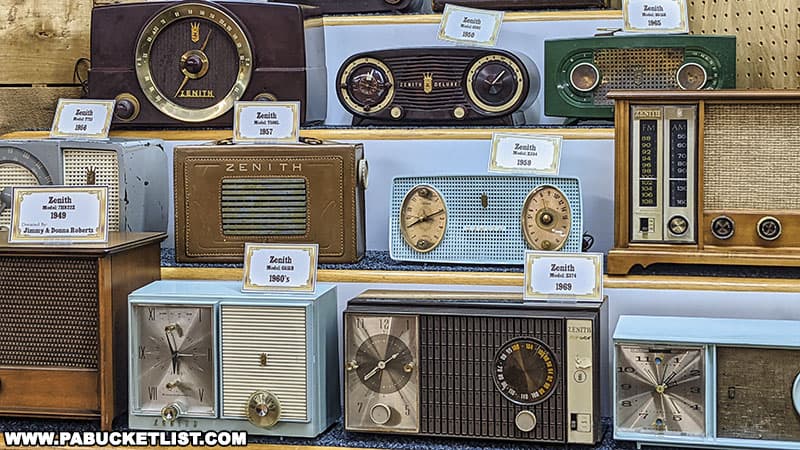 Vintage radios on display at the Isett Heritage Museum In Huntingdon County Pennsylvania.