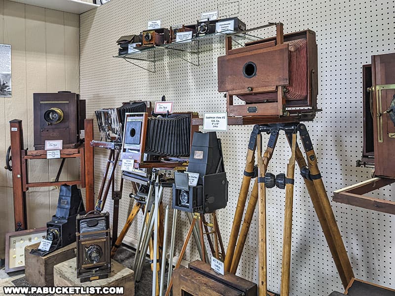 Vintage cameras exhibit at the Isett Heritage Museum In Huntingdon County Pennsylvania.