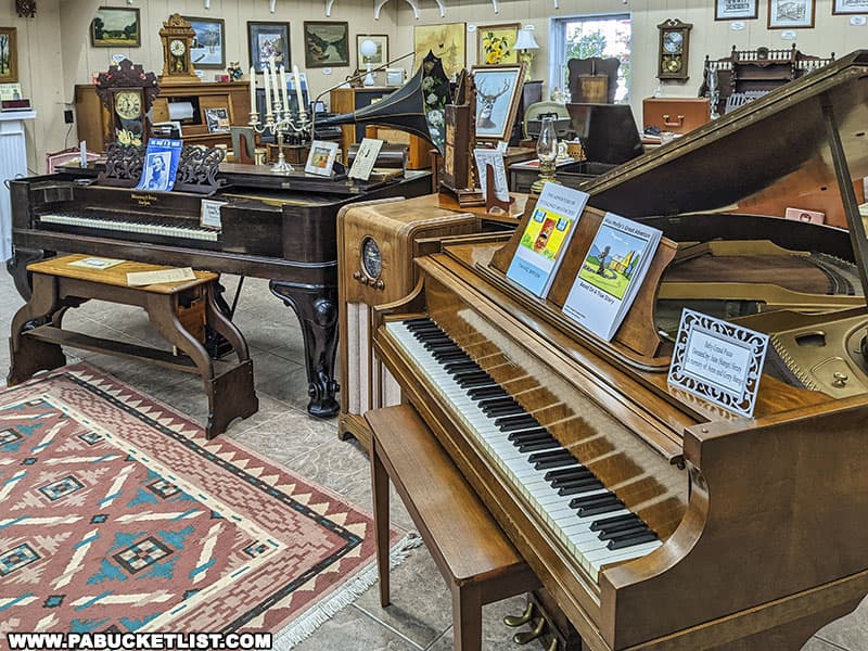 Vintage pianos on display at the Isett Heritage Museum In Huntingdon County Pennsylvania.