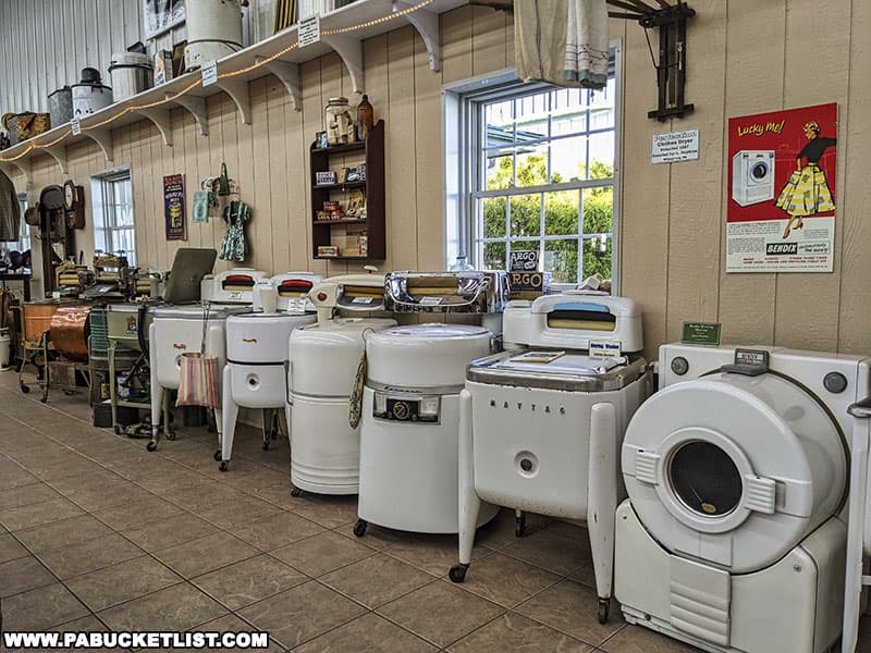 Vintage washing machines on display at the Isett Heritage Museum In Huntingdon County Pennsylvania.