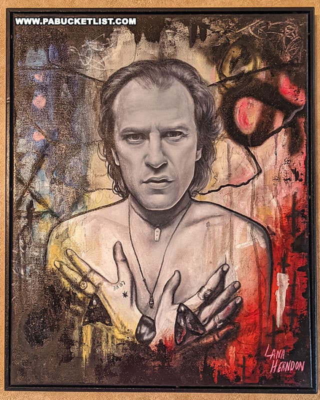 A painted portrait of Buffalo Bill on display at the Silence of the Lambs house in Fayette County Pennsylvania.