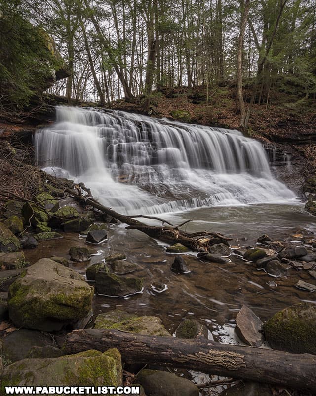 Downstream view of Springfield Falls on Hunter's Run in Mercer County Pennsylvania.