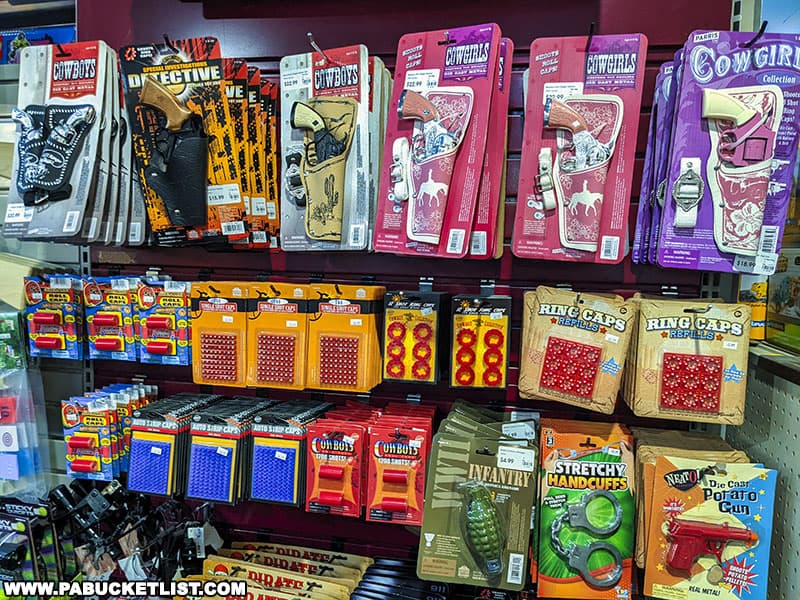 Cap guns at the stealth bomber toy store in Butler County.