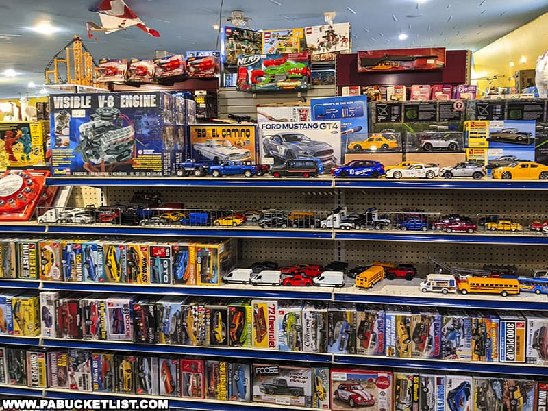 Model cars for sale at the stealth bomber toy store near Butler PA.