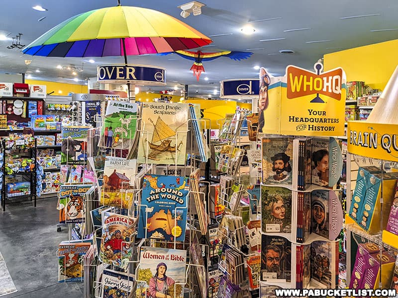 Books for sale at the stealth bomber toy store in Butler County Pennsylvania.