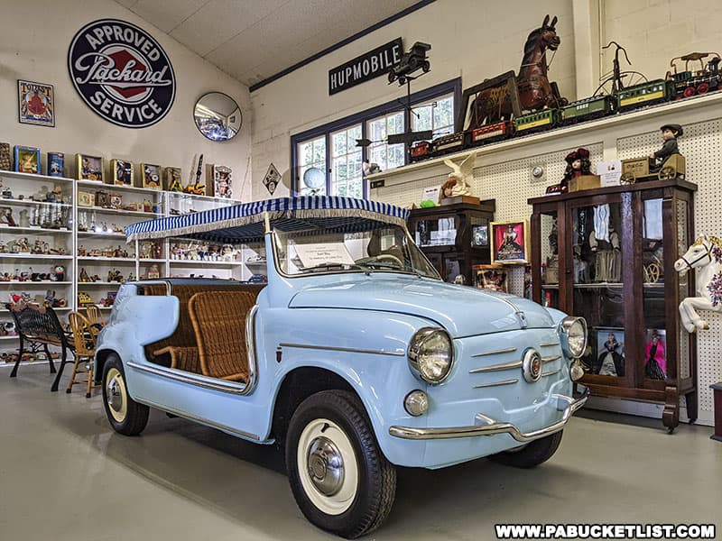 A 1960 Fiat Jolly convertible on display at the Swigart Museum in Huntingdon Pennsylvania.