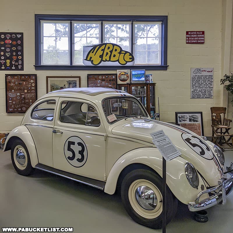 Herbie the Love Bug exhibit at the Swigart Auto Museum in Huntingdon County, Pennsylvania.