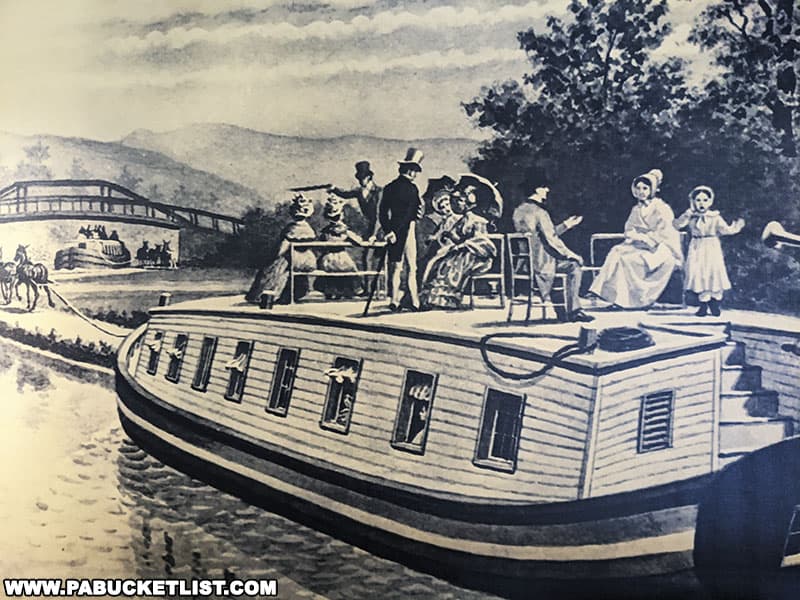 What a canal boat hauling passengers would have looked like in the 1840s.