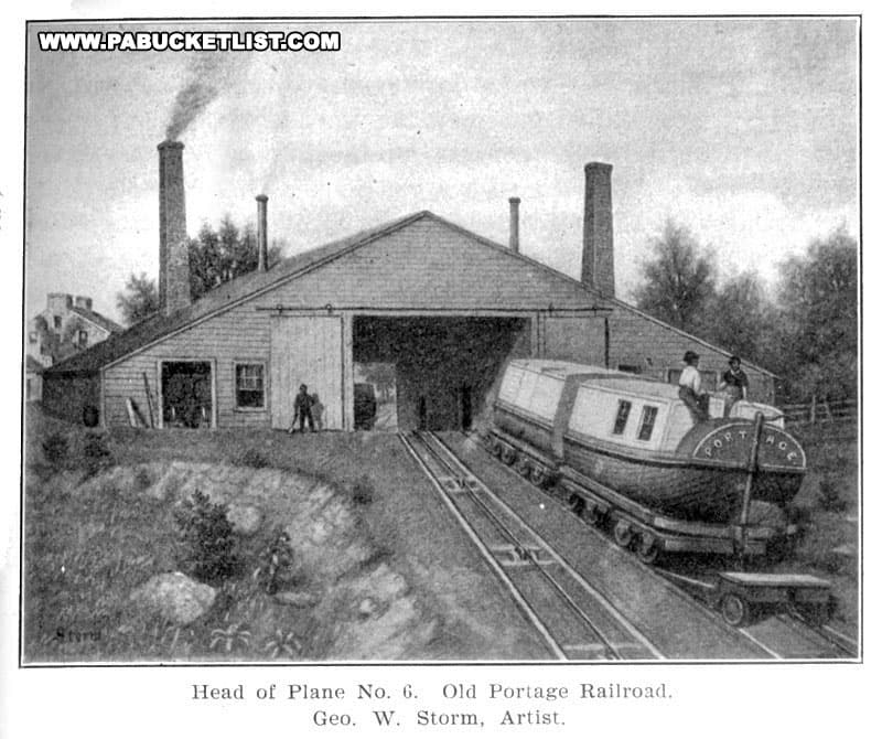 Drawing of how Engine House Number 6 looked during the time the Allegheny Portage Railroad was in operation.