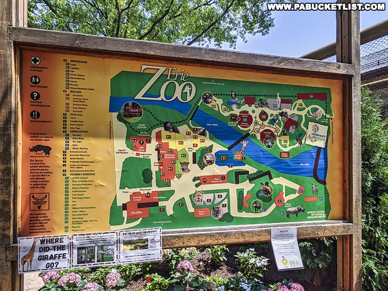 Map of the Erie Zoo.