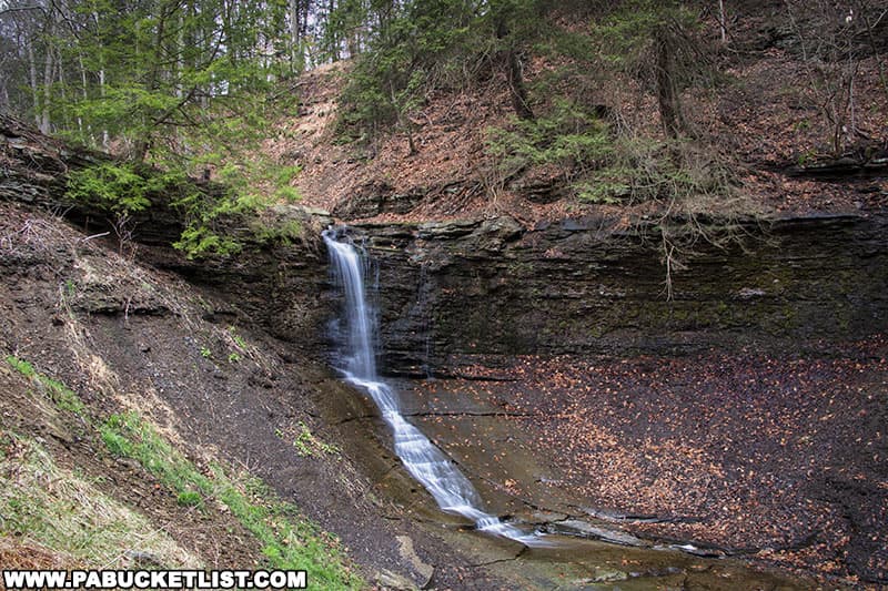 Side view of Fall Run Falls in Glenshaw Pennsylvania.