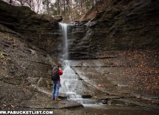 Exploring Fall Run Falls in Allegheny County Pennsylvania.