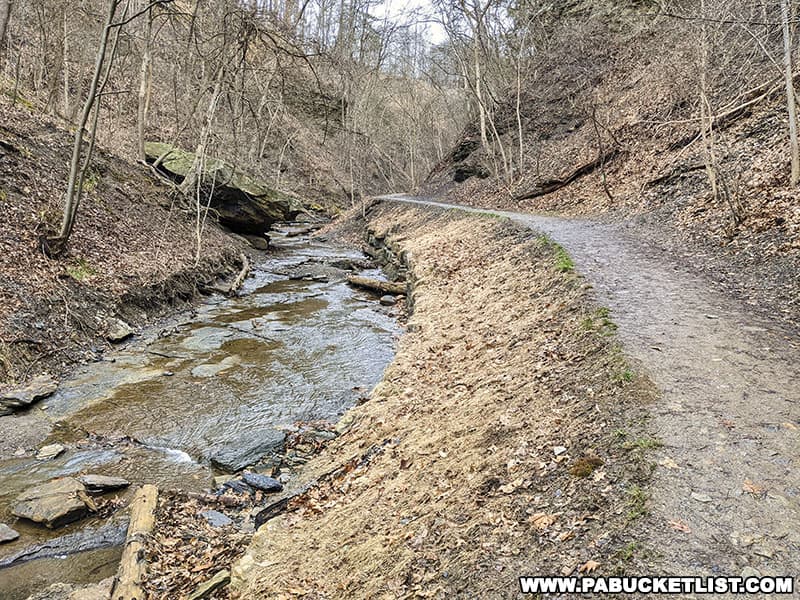 The nature trail at Fall Run Park in Glenshaw Pennsylvania.